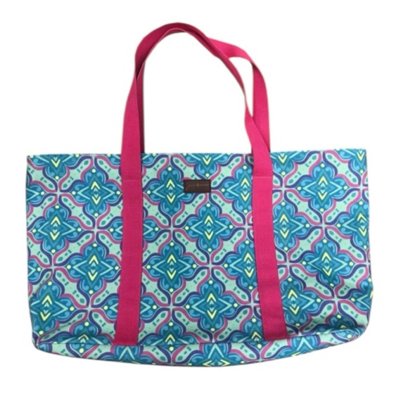 Jane Marie Waterproof Oversized Beach Bag “Check Me Out” Pink Green Paisley Tote - Picture 10 of 12